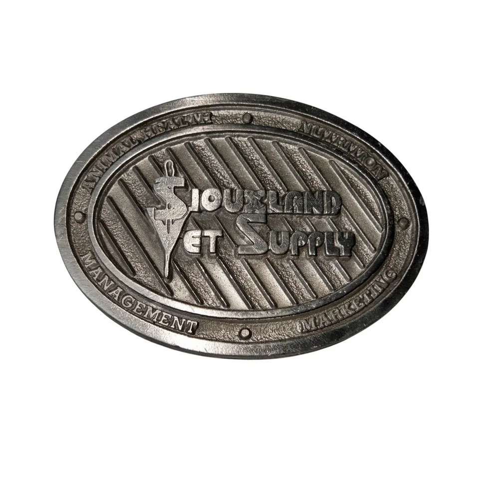 Vintage Silver Toned Siouxland Vet Supply Buckle‎ Animal Health Nutrition Ranch